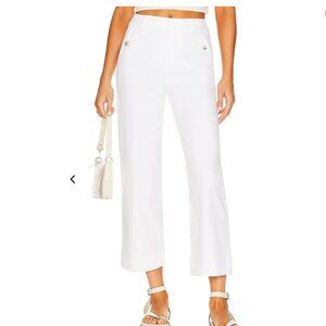 Spanx White Stretch Twill Cropped Wide Leg Cropped Ankle Pant Women's size L